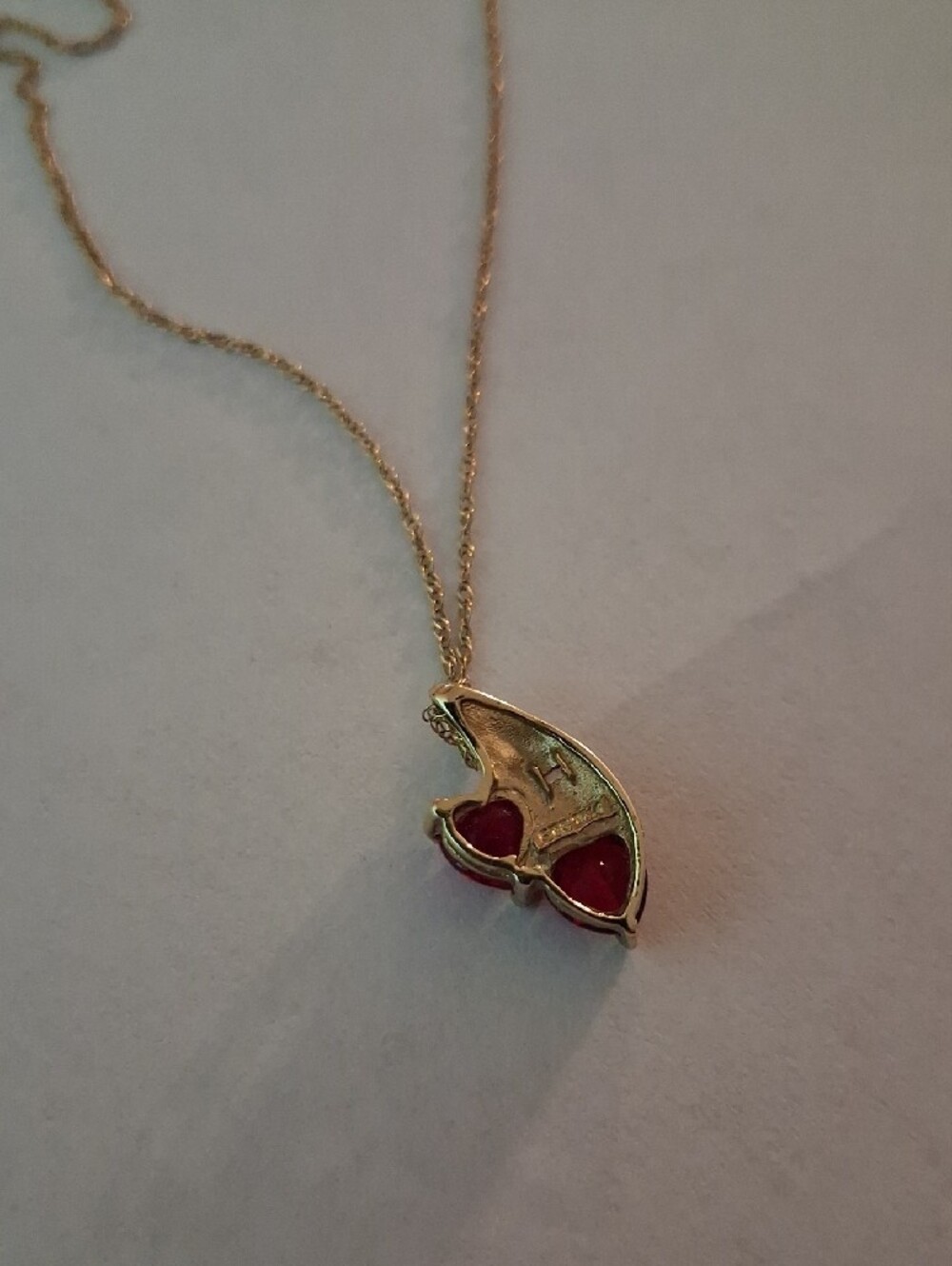 Gold Necklace with Red Heart Gem Pendant - Elegant Women's Jewelry - Picture 3 of 3